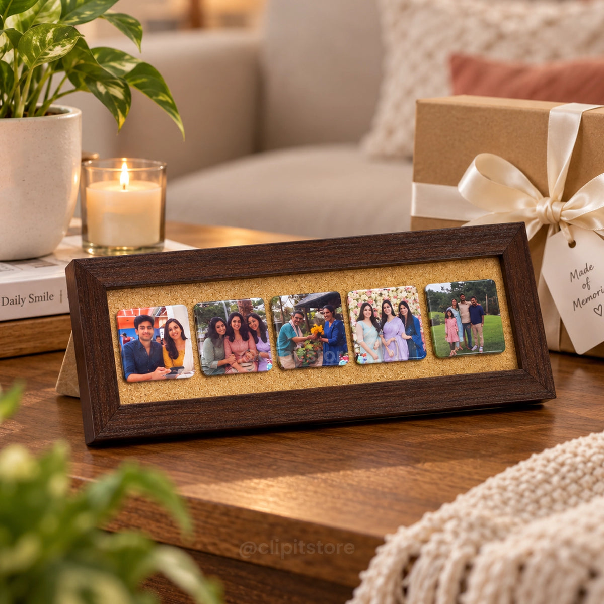 Wooden Magnet Photo Frame (5 Photos)